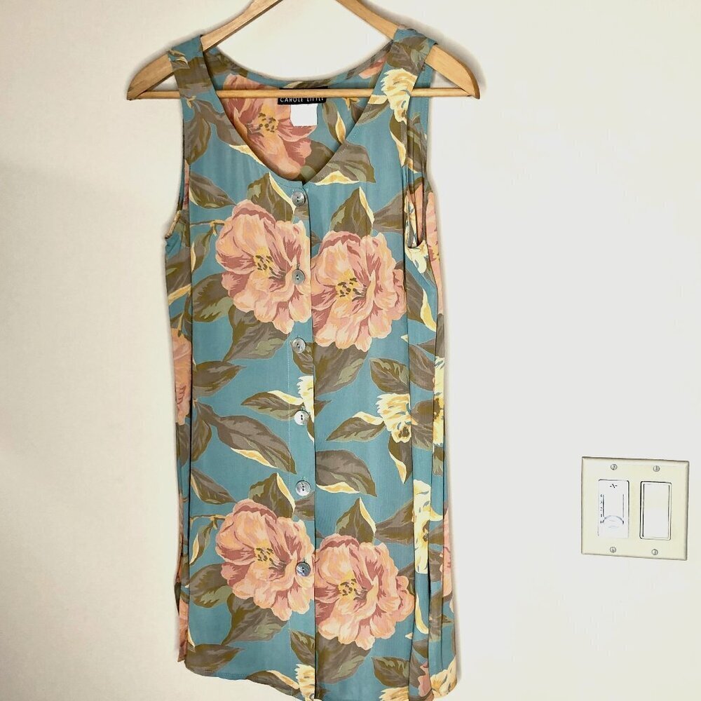 Vintage Carole Little Button Down Sleeveless Tunic, Size 8